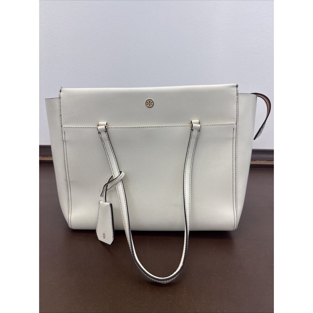 Tory Burch Parker Leather Tote Ivory Laptop Bag Briefcase Women’s Luxury